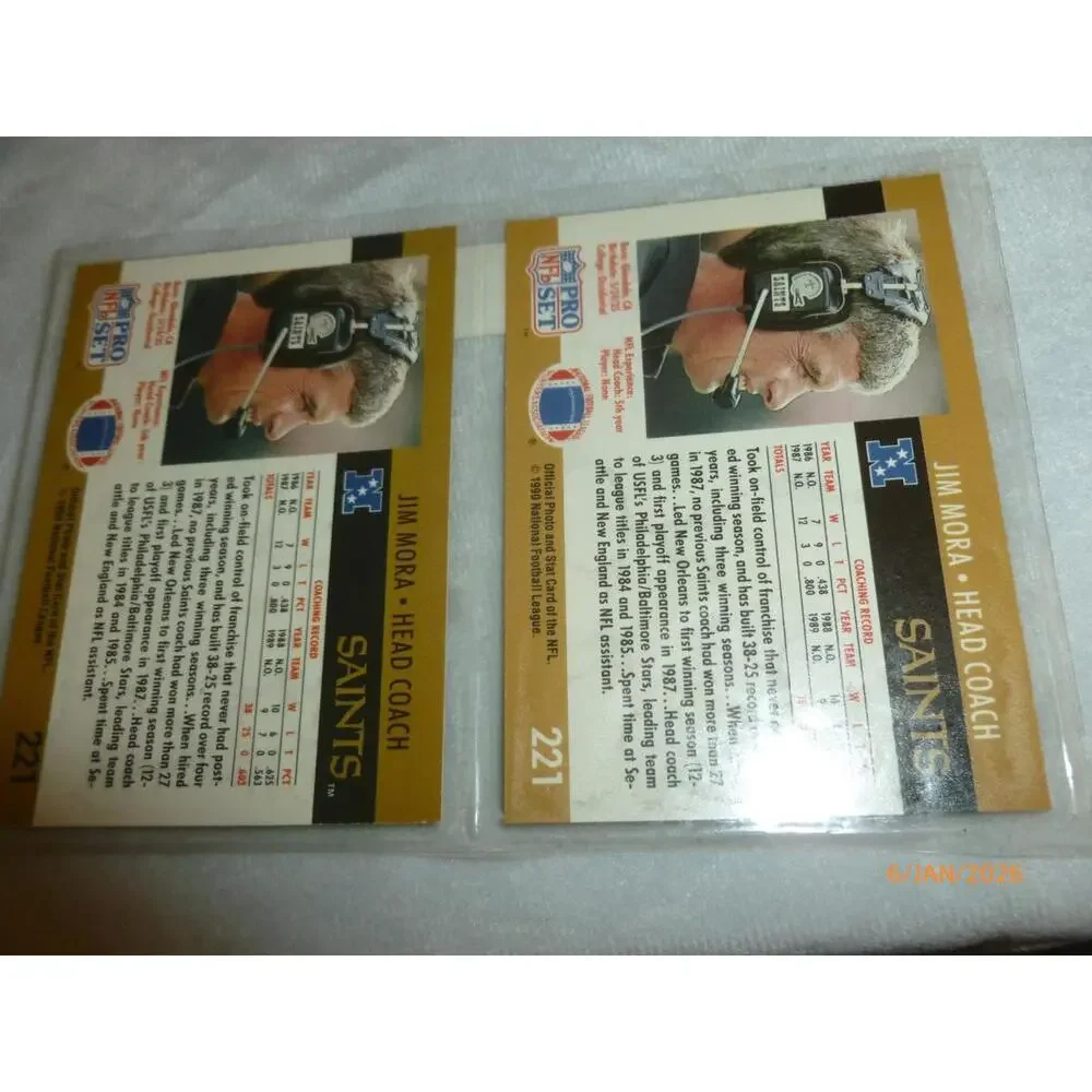Pro Set Football Card Excellent Jim Mora 1990‎ #221 Error New Orleans Saints